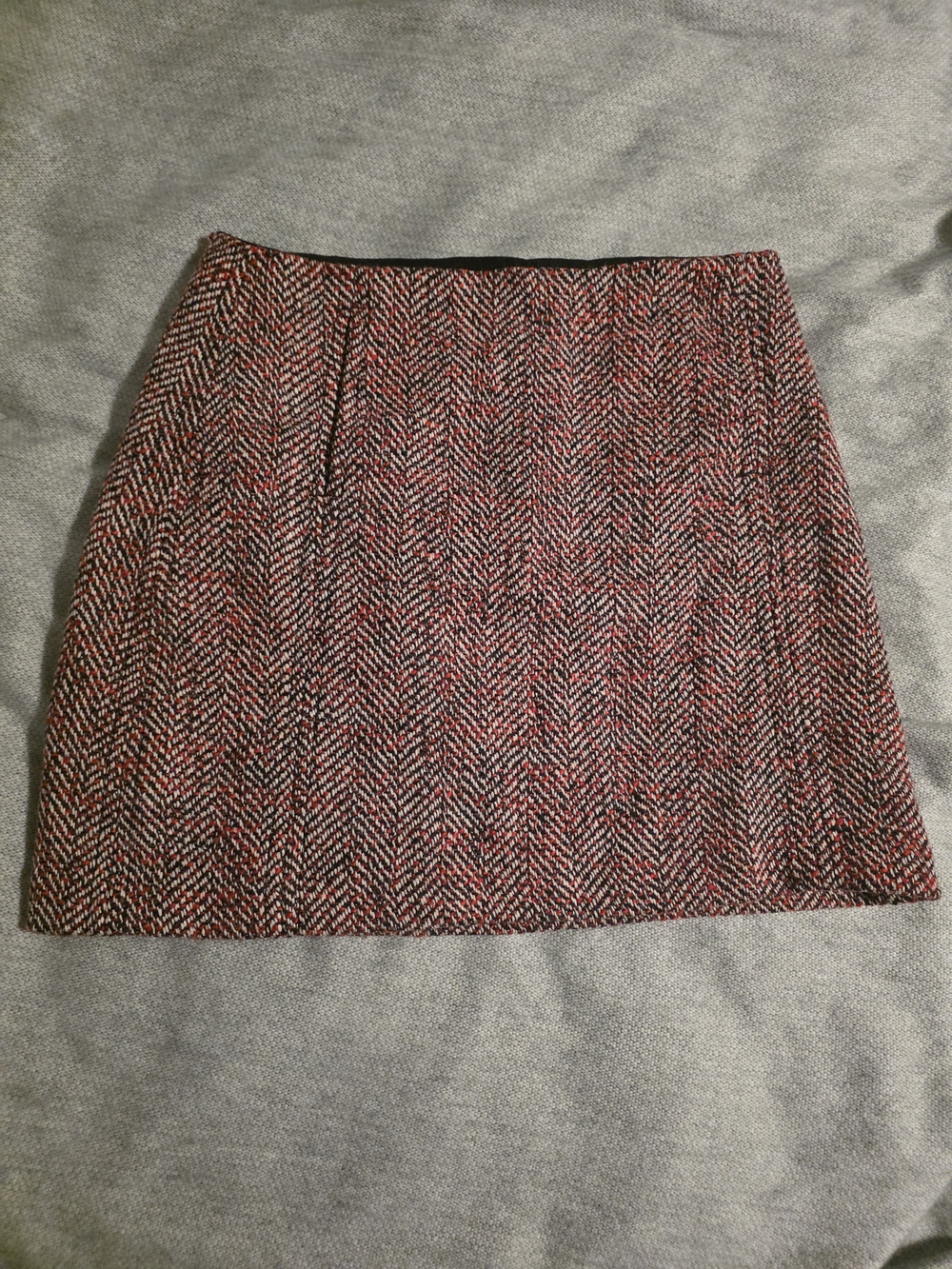 LOFT Red and Black Tweed Mini Skirt